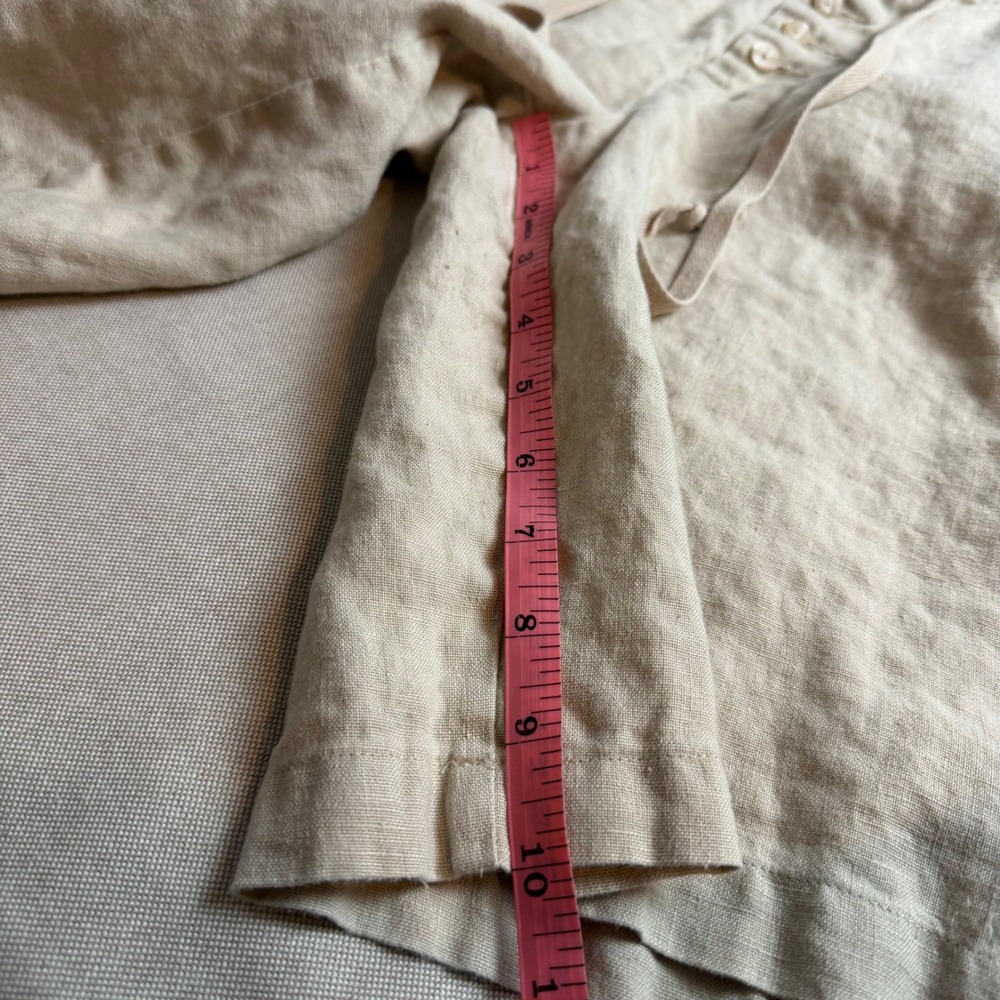 Chadwick's Womens 100% Linen Shorts Beige Button Front Drawstring Size 10 - Picture 6 of 9